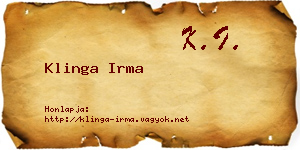 Klinga Irma névjegykártya