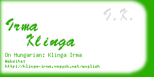 irma klinga business card